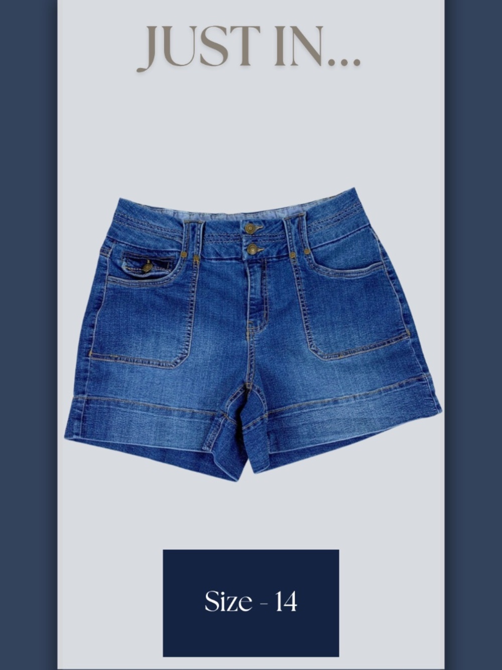 Blue Denim Jean Shorts Pockets Women's 14 Vacation Boho Indie